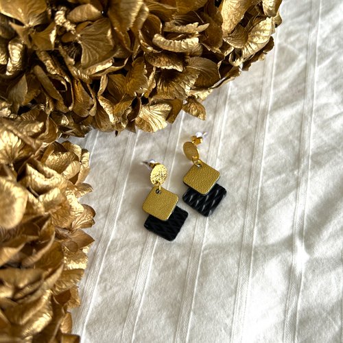 Boucles d'oreilles éco-responsables doré noir