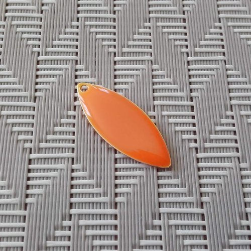 Sequin émaillé navette orange clair - 24x10mm