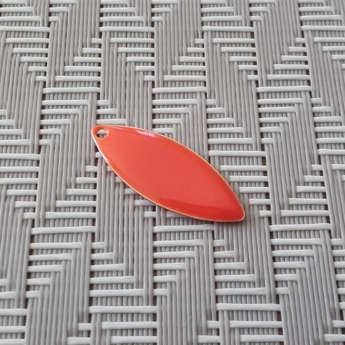Sequin émaillé navette orange - 24x10mm