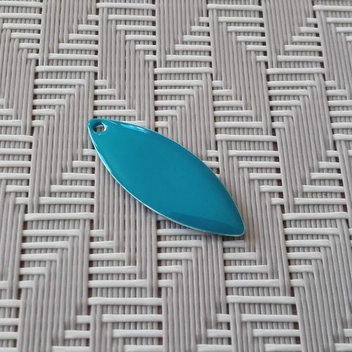 Sequin émaillé navette bleu turquoise foncé - 24x10mm