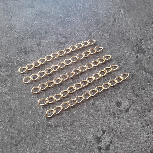 10 chainettes d'extension métal doré. 4,5cm.