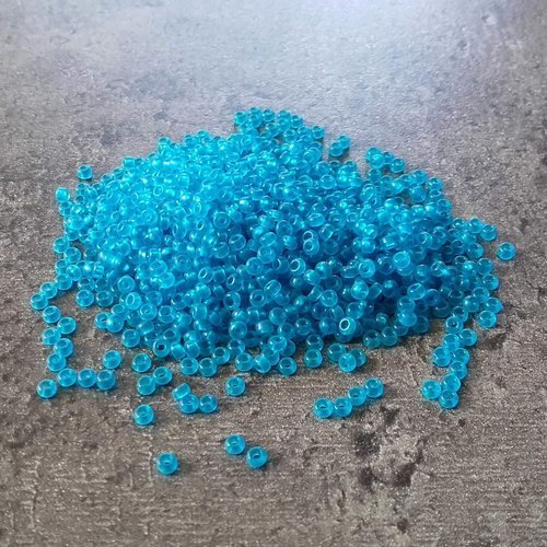 20 g perles de rocaille bleu - verre effet givré - 2mm x 2mm 