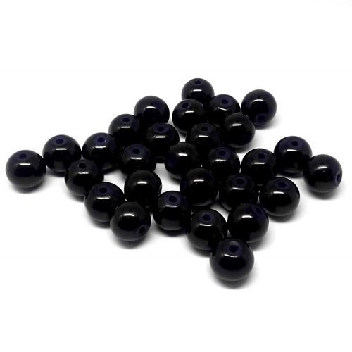 X25 perles 8mm rondes acrylique noir brillant.