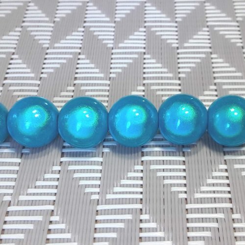 X10 perles magiques, miracles, rondes de 10mm. bleu turquoise.
