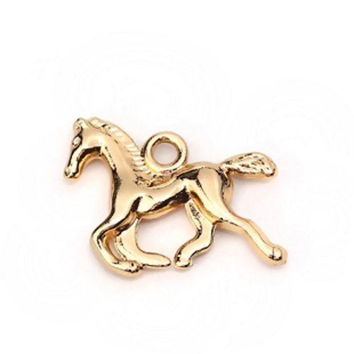 1 breloque cheval doré 19mm x 15mm - thème equitation, cheval ...
