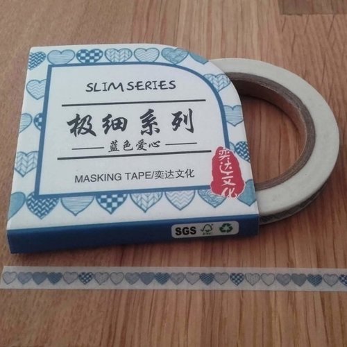 1 mini masking tape, washi tape, 5mm x 7m, coeurs, pour créations diy scrapbooking, carterie, bullet journal... st valentin, mariage...