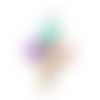 X1 breloque ballons en métal doré et émail. 25mm x 15mm. rose clair, violet et bleu/vert mint.