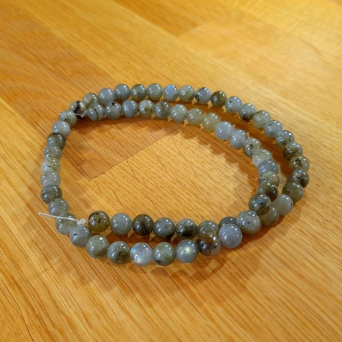 X63 perles labradorite 6mm perles gemmes naturelles grises rondes lisses. 1 brin de 40cm