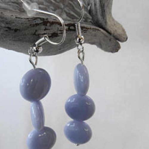 Boucles oreille perles bleu - gris / mariage / fête / cadeau