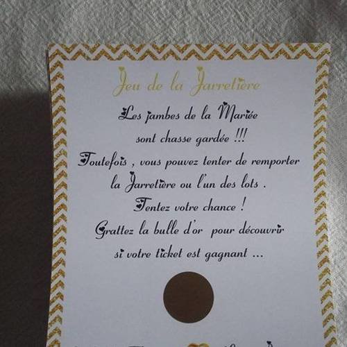 Carte à gratter pour jeu de la jarretière revisité en tombola  lot de 80 cartes