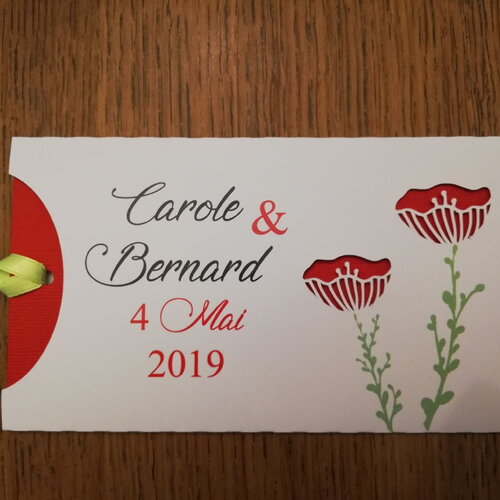 Faire part coquelicot idéal mariage , anniversaire