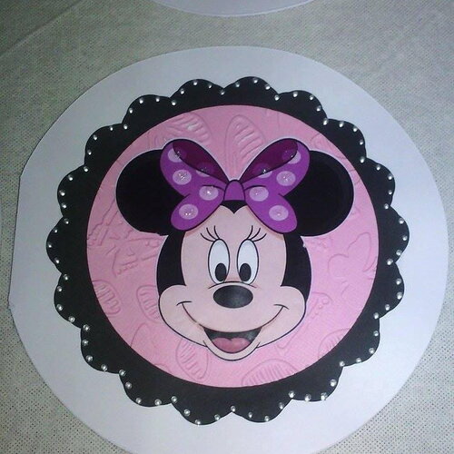 Faire part rond thème minnie pour baptême ou anniversaire