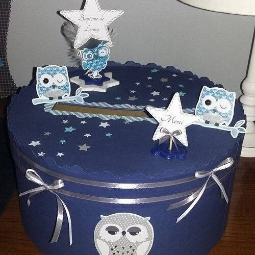 Urne de baptême hiboux avec personnalisation
