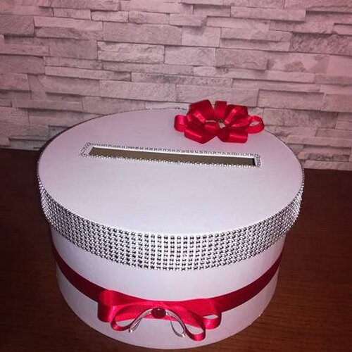 Urne ronde  pour mariage livre d 'or assorti , décoration satin et strass , classe et sobre