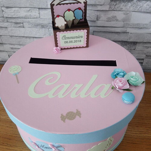 Urne thème gourmandise pour baptême , mariage , communion  ou anniversaire