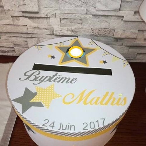Urne ronde thème étoile pour baptême