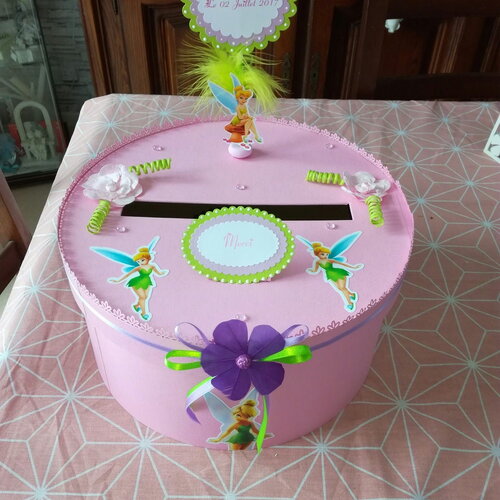 Urne de baptême ou anniversaire thème fée clochette