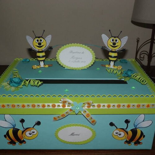 Urne thème abeilles pour baptême ou anniversaire enfant