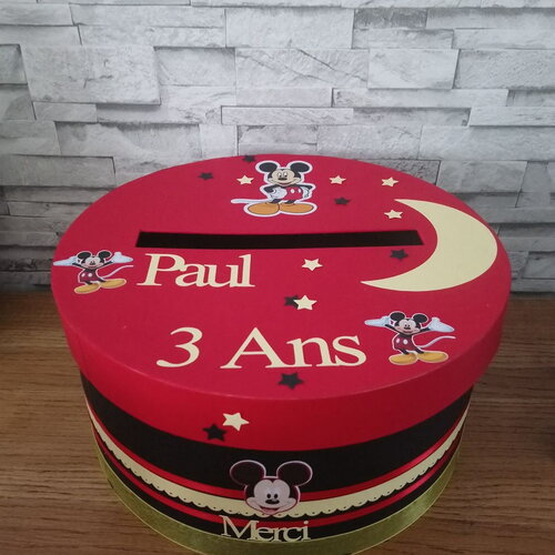 Urne thème mickey pour baptême ou anniversaire