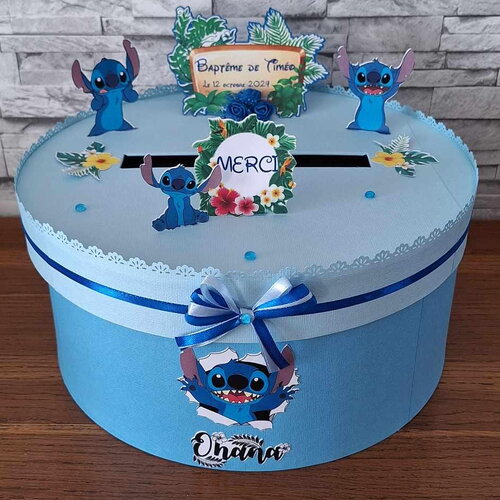 Urne thème stitch  pour baptême ou anniversaire