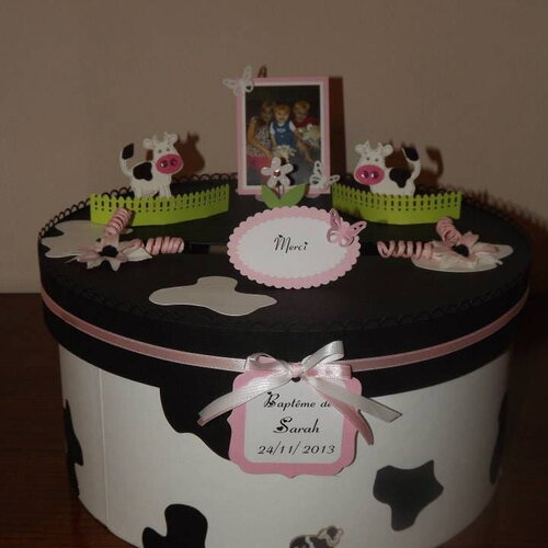 Urne thème vache pour baptême ou anniversaire