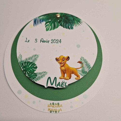 Faire part  simba/ roi lion pour baptême, anniversaire  avec photo