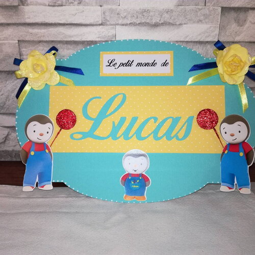 Plaque de porte enfant  personnalisé , déco de chambre " tchoupi "