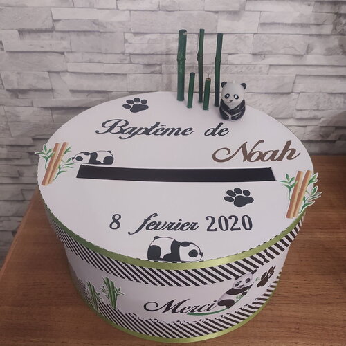 Urne thème panda pour baptême ou anniversaire