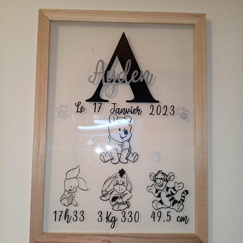 Cadre cadeau naissance , thème aux choix