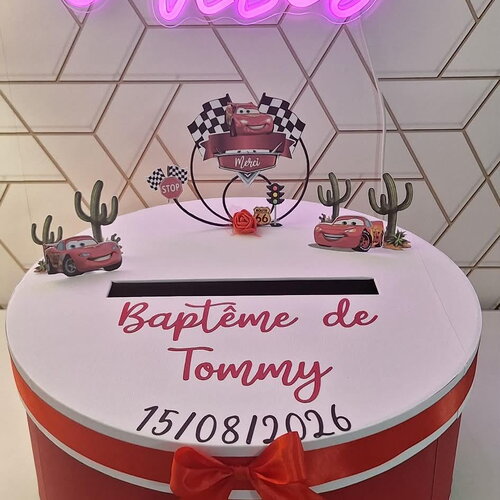 Urne thème cars pour baptême ou anniversaire