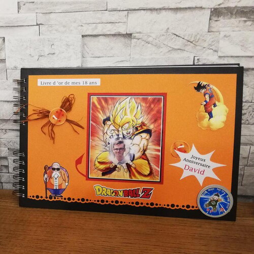 Livre d 'or thème  dragon ball z  pour baptême ou anniversaire enfant