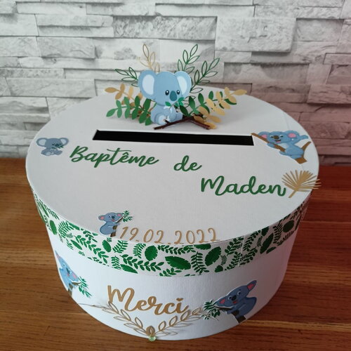 Urne baptême thème koala   , couleurs aux choix