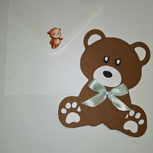 Faire part forme ourson pour baptême/ naissance/ anniversaire , couleurs aux choix