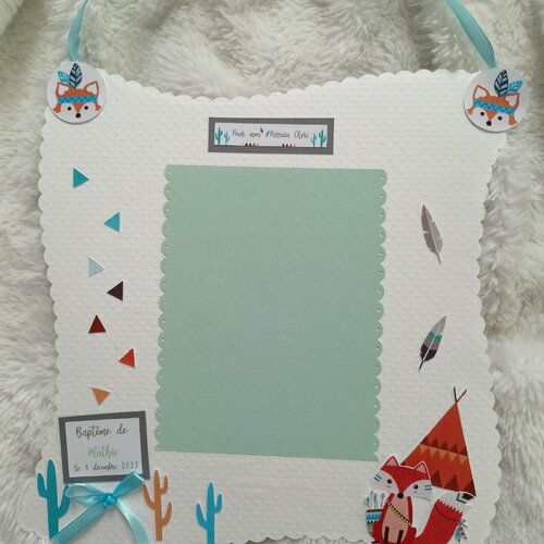 Cadres pour parrain &amp; marraine  thème renard /indien , cadeau baptême