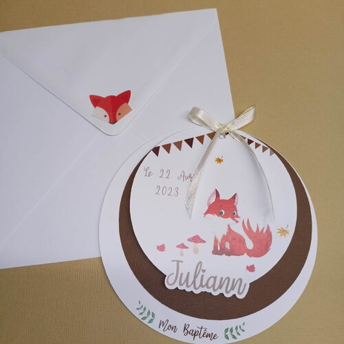 Faire part baptême ou anniversaire  thème renard   avec photo