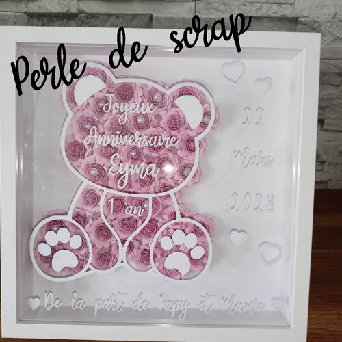 Cadre 3d floral , naissance , cadeau baptême