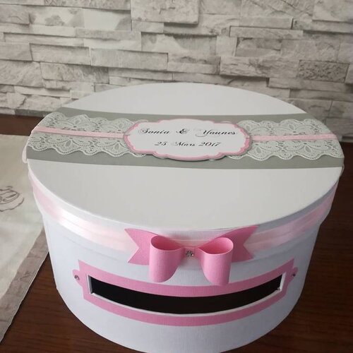 Urne pour mariage , anniversaire thème dentelle version 2