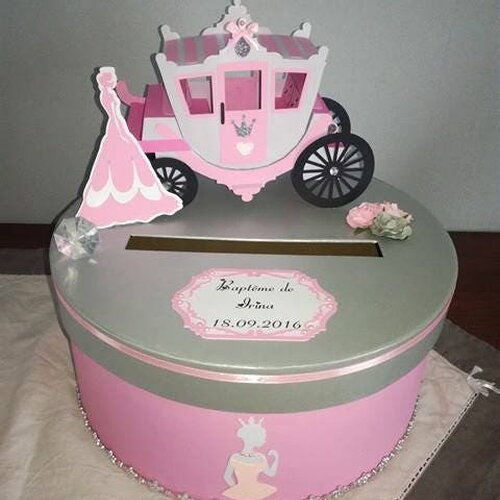 Urne ronde thème princesse pour mariage , baptême , anniversaire