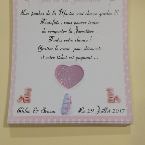 Lot de carte à gratter pour jeu de la jarretière revisité en tombola thème gourmandise