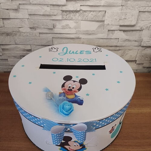 Urne thème mickey pour baptême ou anniversaire