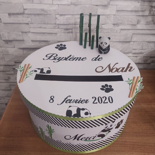 Urne thème panda pour baptême ou anniversaire