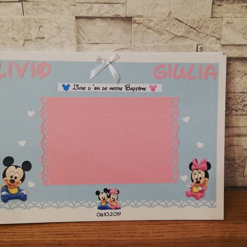 Livre d'or pour baptême thème mickey et minnie baby