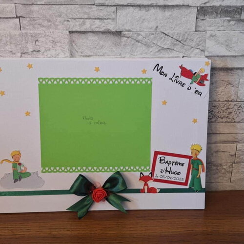 Petit prince , livre d 'or pour baptême ou anniversaire , couleurs aux choix