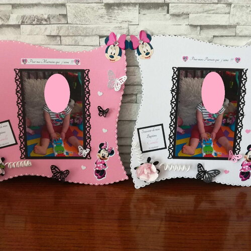 Cadres pour parrain &amp; marraine  minnie , cadeau baptême