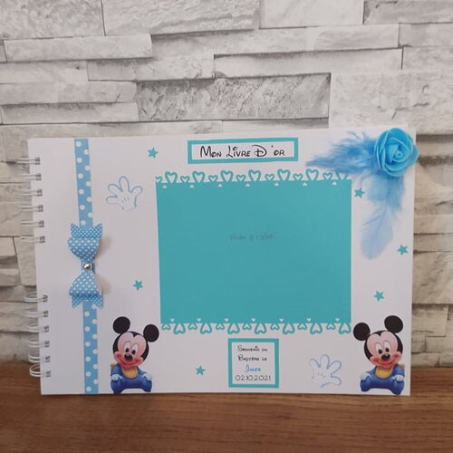 Livre d'or pour baptême thème mickey , personnalisé