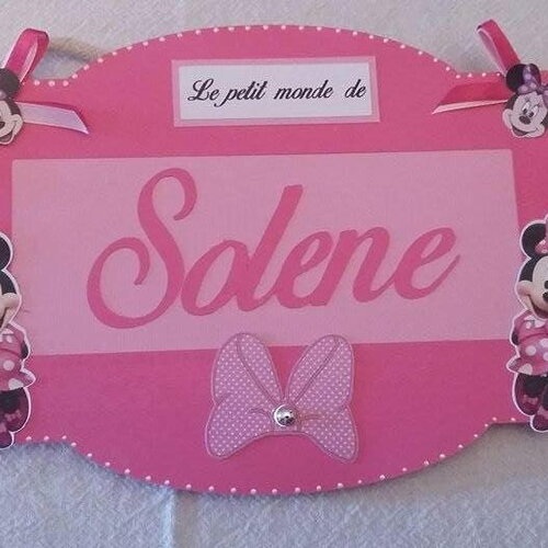 Plaque de porte enfant  personnalisé , déco de chambre minnie