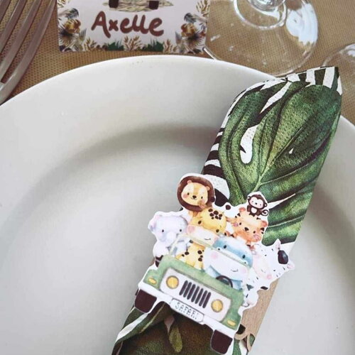 Lot de 10 rond de serviette animaux jungle/ safari