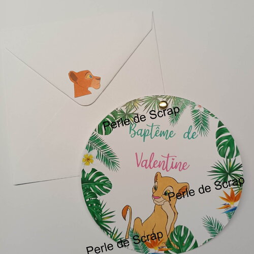 Nala /jungle faire part pour baptême ou anniversaire