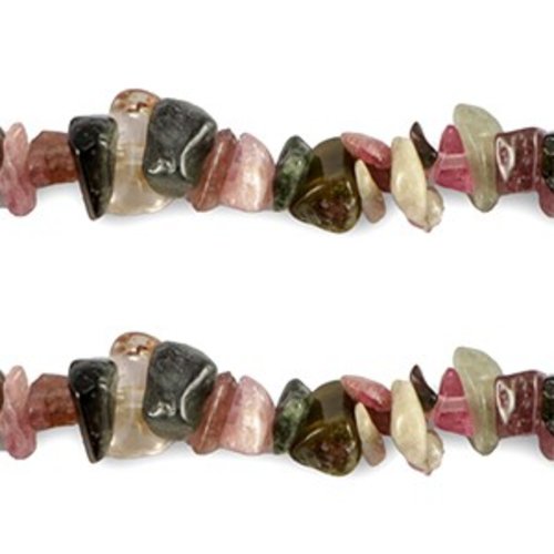 Lot de 20 chips en pierre naturelle semi-précieuse de couleur tourmaline.