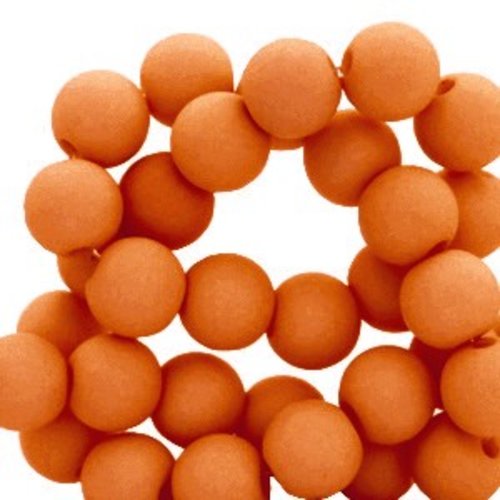 10 perles acryliques, aspect mat, forme ronde, diamètre 8mm, orange rouille